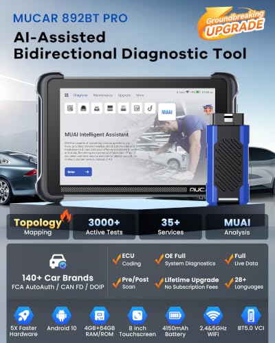 MUCAR 892BT PRO OBD2 Scanner with Topology Map, AI-Assisted Diagnostic Tool