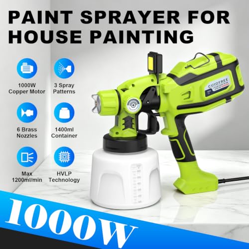 Paint Sprayer for House Painting,Electric HVLP Paint Sprayer,Grn - color: Green
