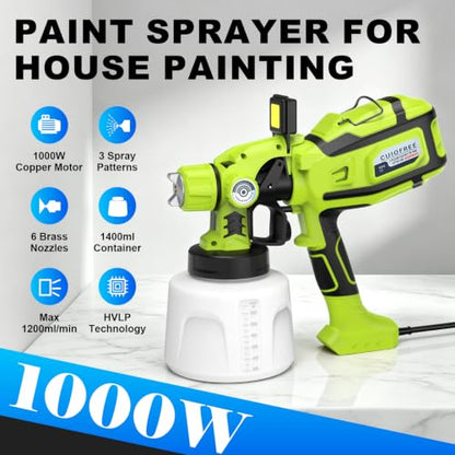 Paint Sprayer for House Painting,Electric HVLP Paint Sprayer,Grn - color: Green