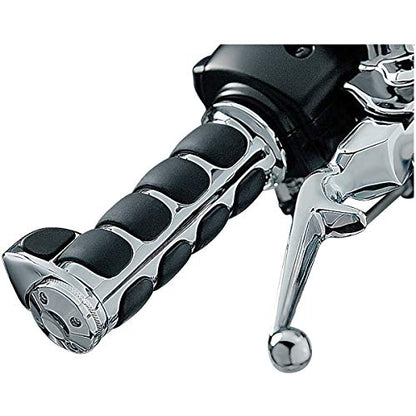 Kuryakyn 6342 Premium ISO Handlebar Grips with Contoured Throttle Boss for Dual Cable Throttle Control: 1982-2019 Harley-Davidson Motorcycles, Chrome, 1 Pair - size: Dual Cable Throttle, style: Contoured