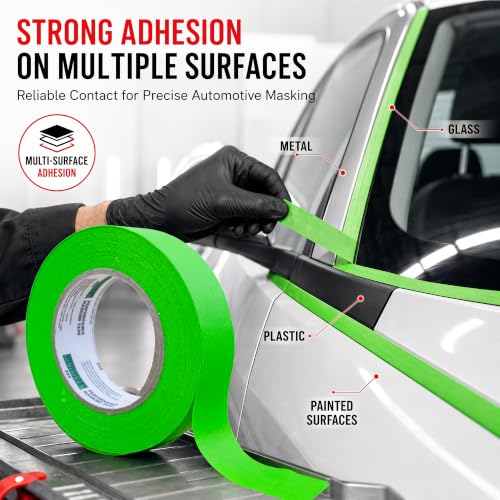 LAUCO DINOGREN Masking Green Tape 3/4 Inch x 60 Yards, 6 Rolls, Green High Performance Painters Tape, Heat and Water Resistant Tape for Car Painting, Auto Body and Spray Booth Use, 7765 - size: 0.75in-6rolls