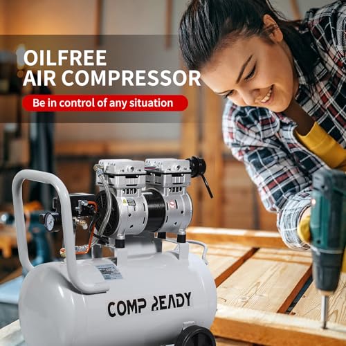 2 Gallon Portable Air Compressor 0.75HP 1.7 CFM@90PSI 60dB Ultra Quiet Oil Free Air Compressor Ideal for Tire Inflation Pneumatic Tool Spray Painting