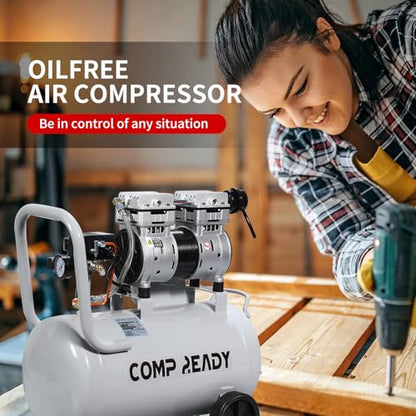2 Gallon Portable Air Compressor 0.75HP 1.7 CFM@90PSI 60dB Ultra Quiet Oil Free Air Compressor Ideal for Tire Inflation Pneumatic Tool Spray Painting