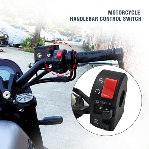 Anxingo Universal 7/8" 22mm Handlebar Control Switches for Motorcycle Turn Signal Low/High Beam Warning Light Flameout Switch