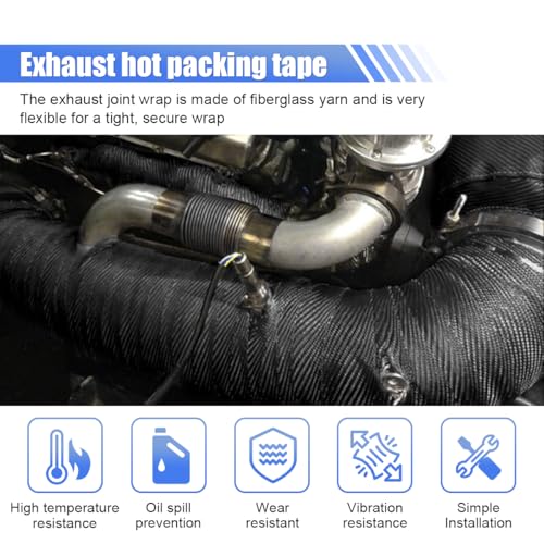 BDZMC 2" x 16 Ft Motorcycle Exhaust Heat Wrap Roll (Black) - color: Black