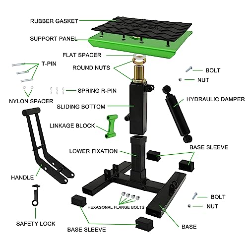 POLARBEAR Aluminum Adjustable Dirt Bike Stand Motorcycle Hoist Lift (Green) - color: Green