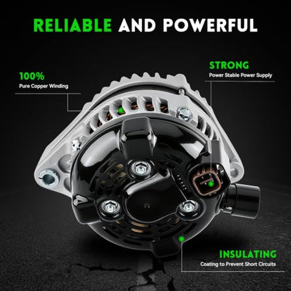 11150N Alternator 130Amp Fit for 2005-2007 Honda Odyssey, 2005-2008 Pilot, 2006 Ridgeline, 2003-2009 Acura MDX 3.5L 3.7L, 2004-2008 TL, 2005-2008 RL, Replace# 31100-RDJ-A01 AND0339, 11099 - size: 11150N