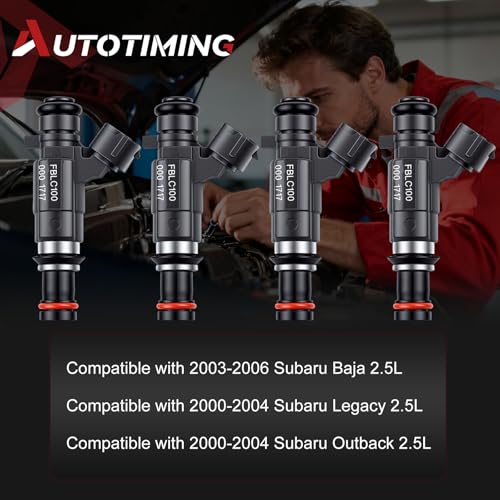 16611-AA43A Fuel Injectors Set of 4 Compatible with 2003-2006 Legacy 2.5L - color: F-0280155954