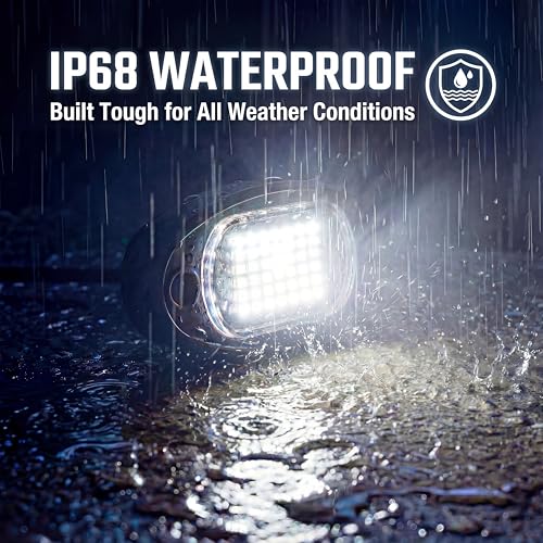 YONEDA White Rock Lights for Trucks, 8 Pods, 42 LEDs/Pod, IP68 Waterproof - color: White, size: 8 Pods(42 LEDs/Pod)