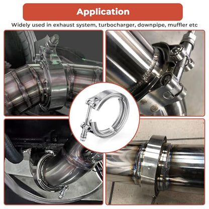 AKIHISA 5 Inch V Band Clamp-Stainless Steel_304, for Turbo Exhaust Down Pipe 5" OD Flange Kit, Racing Ford Pickup Truck Exchange Exhaust Accessories - size: 5.0"