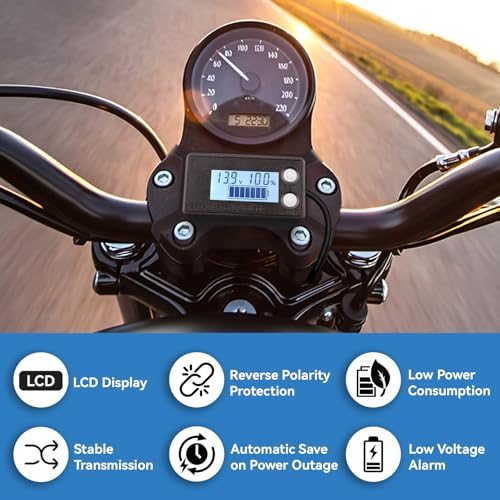 DROK Waterproof Battery Monitor 12V 24V 36V 48V 72V Battery Meter 8-100V, Capacity Tester LCD Display with White Backlight, Fit for Car Golf Cart RV Marine - color: White