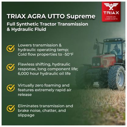 TRIAX Agra UTTO Supreme GL-4 Full Synthetic Tractor Trans-Hydraulic Fluid - Compatible with Kubota UDT2, JD J20C/D, J20D, Case HyTran (5 Gallon) - size: 5 Gallon