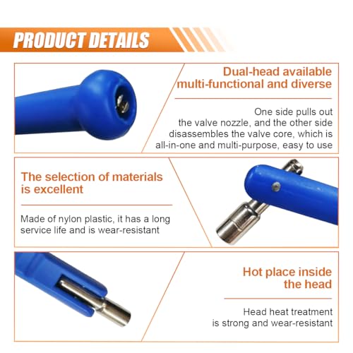 Car Tire Valve Stem Puller/Installer with Valve Core Tool, Blue - color: Blue