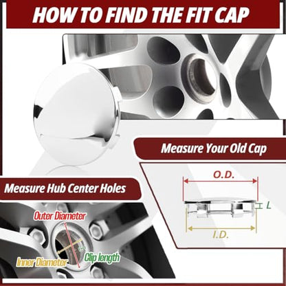 RTrhinoTuning 4 PCS 3.27in Wheel Center Caps Compatible with Tahoe Suburban Yukon Rim, OD:3.27"(83 mm) ID: 3"(76.4 mm) Chrome Hubcaps - color: Chrome