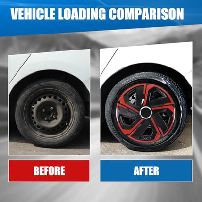 Winjet 15 Inch Set of 4 Universal Hubcaps Wheel Cover Replacement R15 Hub Caps,Auto Tire Replacement Exterior Cap,Universal Wheel Rim Cover Snap On Car Truck SUV (15in,Black Lacquer & Red Lacquer) - color: Black Lacquer & Red Lacquer(5180-RB-15), size: 15