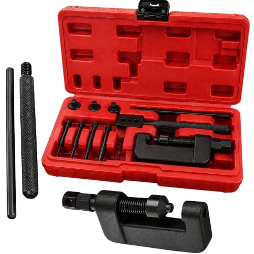 ABN Chain Breaker Tool Kit with Storage Case - 13 Piece Rivet and Roller Chain Link Removal Tool for 35 to 630 Motorcycle, Bike, ATV Chains