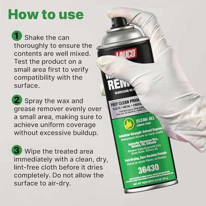 LAUCO Wax & Grease Remover Spray 13 oz, Pack of 1, Automotive Paint Prep Cleaner for Surface Preparation Before Primer, Paint & Clear Coat, Fast-Drying Formula, 36430