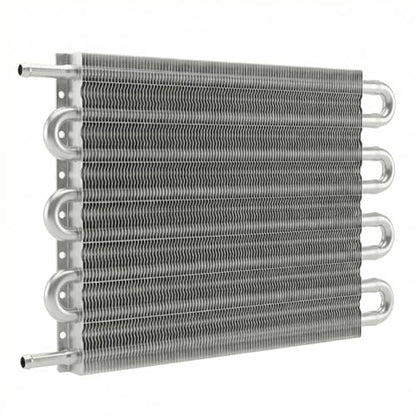Universal 8 Row 8 Pass Aluminum Transmission Oil Cooler Kit 16"(40cm) x 10"(25.5cm) Tube & Fin Engine Cooler with 5/16" Hose Black/Silver For Racing Cars (Silver) - color: Silver