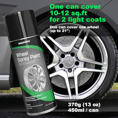 NADAMOO Silver Spray Paint for Wheels, Semi-Gloss - color: Silver, size: 13 Ounce (Pack of 4)