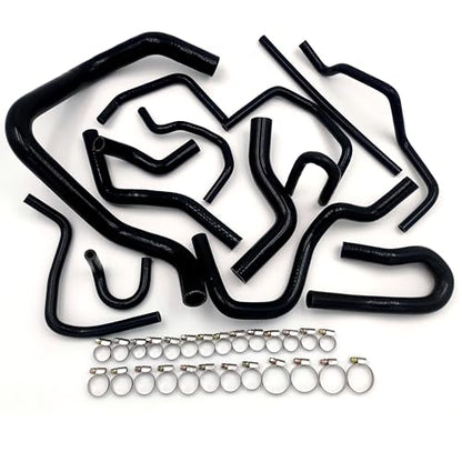 13Pcs Black Hoses For 1992-2000 Honda Civic 1.6L Sohc D15 D16 EG EK Silicone Radiator Hose Kit With Clamps Cooling Coolant Pipe Tube Hoses 1992 1993 1994 1995 1996 1997 1998 1999 2000
