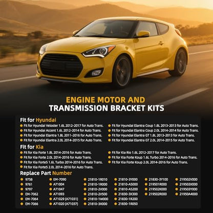 Engine Motor Mount Transmission Bracket Kits for Hyundai Elantra - style: for Elantra/Accent/ Veloster 2011-2017