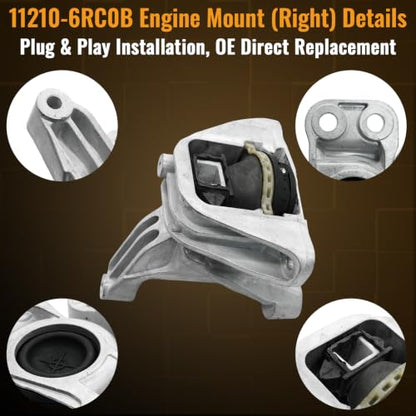 112206RC1C Engine Motor & Transmission Mount Kit Fit Nissan Rogue 1.5 2023 2021 2022 2024 (FWD ONLY), Motor Mount Trans Mount Kit w/Torque Strut Mount Replaces 112206RC1A 113606RC0B
