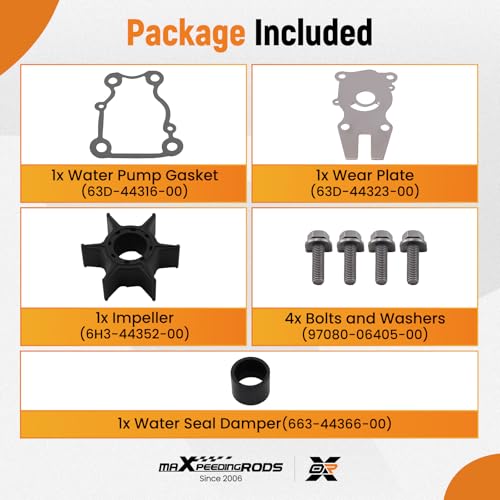 maXpeedingrods 63D-W0078-01-00 Water Pump Impeller Kit for Yamaha - size: For 40 50 60HP 1995-2022