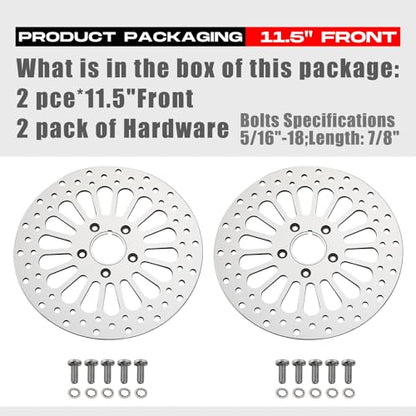 11.5'' 2 Piece Front Brake Rotor for Harley Davidson Touring Softail Sportster Dyna Early Super Glide,Mirror-Polished Vibration Proof Hardened Stainless Steel Rotors Motorcycle Models - size: 11.5'' Front*2