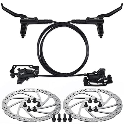 TOBWOLF MTB Hydraulic Disc Brake Kit, Dual Piston Calipers 160mm Rotors - color: Black Hydraulic Disc Brake Set - Dual Piston