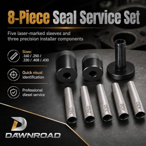 34720 Fuel Injector Seal Installer Kit, 8-Piece PTFE Seal Sizing Tool Set