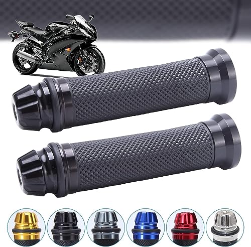 Universal 7/8" 22mm Motorcycle Handlebar Grips - Gel Rubber Compatible with Chopper, Cruiser, Street, Dirt Bike - color: Black