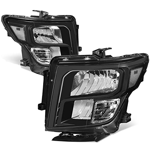Auto Dynasty Headlights Assembly Compatible with 2016-2024 Nissan Titan (XD), Halogen Headlamps Replacement, Driver and Passenger Side, NI2503250 NI2502250, Black Housing Clear Corner - color: Black