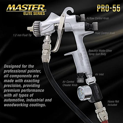 Master Elite PRO-55 HVLP Automotive Spray Paint Gun with 1.2mm Tip - size: 1.2mm