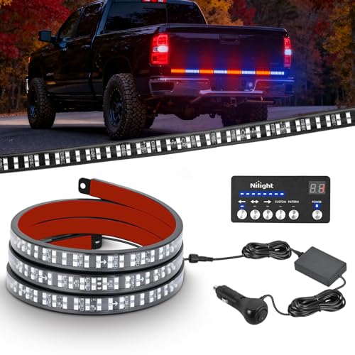 Nilight 60 Inch Emergency Strobe Light Strips with Controller Red Blue - color: 60" Tailgate Strobe w/ Controller Red/Blue