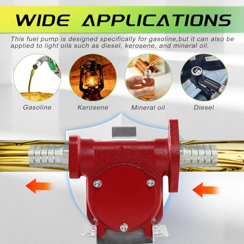 10GPM 12V Fuel Transfer Pump with Manual Nozzle, Particulate Filter，Cast Iron Heavy Duty for Gasoline Diesel Kerosene Biodiesel