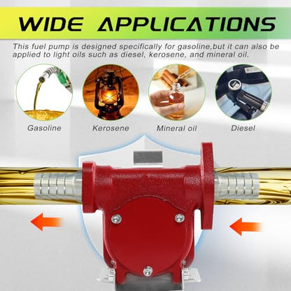 10GPM 12V Fuel Transfer Pump with Manual Nozzle, Particulate Filter，Cast Iron Heavy Duty for Gasoline Diesel Kerosene Biodiesel