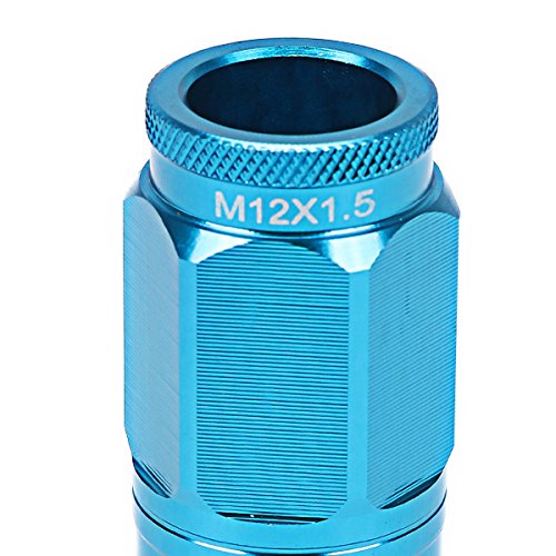 Auto Dynasty M12 x 1.5 Open End Design 16-Piece Aluminum Alloy Wheel Lug Nuts + 4 x Lock Nut + 1 x Lock Nut Key (Light Blue) - color: Light Blue