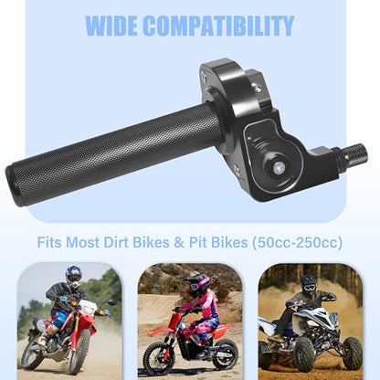 Universal CNC Quick Twist Throttle Kit with Cable for 7/8" Bars - Fits CRF50 70 110 125 230 250, KLX, XR, Pit & Dirt Bike, ATV, Mini Bike (CT200U) (Style -B, Black) - color: Black, style: Style -B