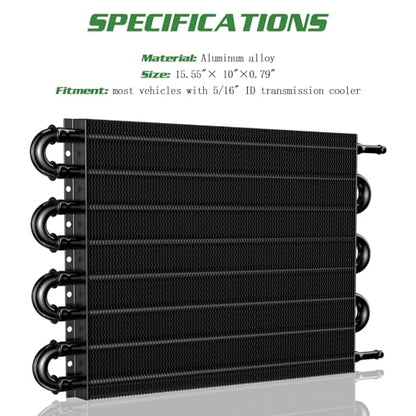 Universal 5/16" Transmission Oil Cooler Kit, Aluminium alloy 8 Pass Tube and Fin Oil Cooler Kit with Hose Mounting Kit, Black - color: Black, size: 8 Pass