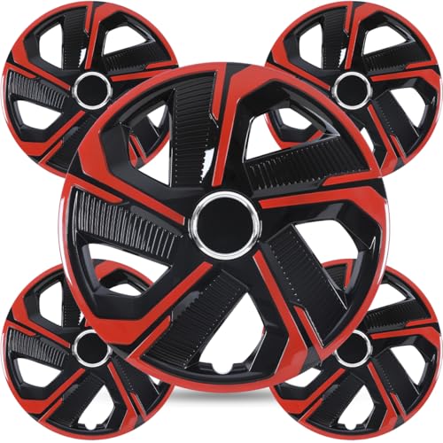 Winjet 15 Inch Set of 4 Universal Hubcaps Wheel Cover Replacement R15 Hub Caps,Auto Tire Replacement Exterior Cap,Universal Wheel Rim Cover Snap On Car Truck SUV (15in,Black Lacquer & Red Lacquer) - color: Black Lacquer & Red Lacquer(5180-RB-15), size: 15
