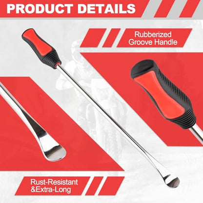 15" Tire Spoons Kit, Tire Changing Tool for Motorcycles, Dirt Bikes, Lawn Mowers and More, 29PCS Tire Removal Tool Set, with Tire Spoon, Rim Protector, Valve Tool, Valve Cover and Valve Core