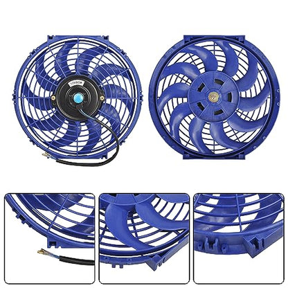 12 Inch Slim Fan Push Pull Electric Radiator Cooling Fan, Blue - color: Blue, size: 12'’