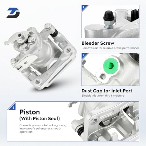 Rear Disc Brake Caliper Assembly with Bracket for 2008-2012 Honda Accord, 2009-2014 Acura TSX, Replacement 19-B3358 19-B3359