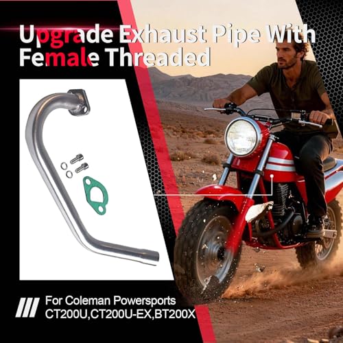 Upgrade Exhaust Pipe With Female Threaded For Coleman Powersports CT200U,CT200U-EX,BT200X,For Predator 212cc 196cc Go Kart& Mini Bike, For Honda GX160,GX200 Sliver - size: silver