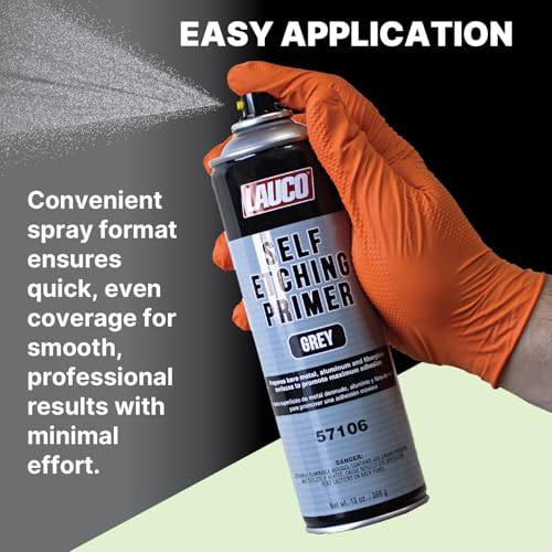 LAUCO Self Etching Primer Grey Aerosol Spray Can With Aerosol Spray Gun - Pack of 6 - Automotive and Industrial Primer - Great for use on Bare Metal Areas Before applying Truck Bed Liner (57106)