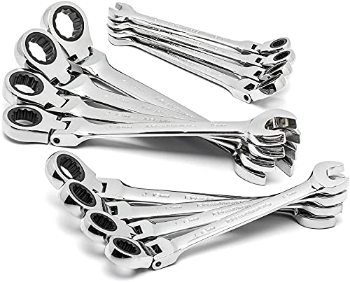 GEARWRENCH 12 Piece 72T Flex Ratcheting Combination mm Wrench Set | 9901D - size: 12 Pc, style: With Wrench Rack