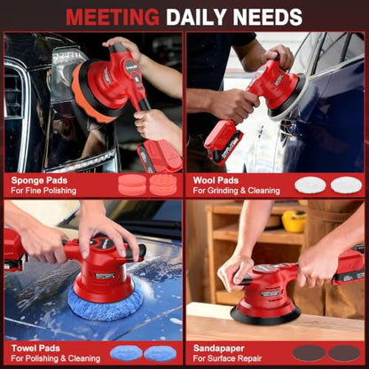 6-Inch Brushless Cordless Car Buffer Polisher Kit for Detailing