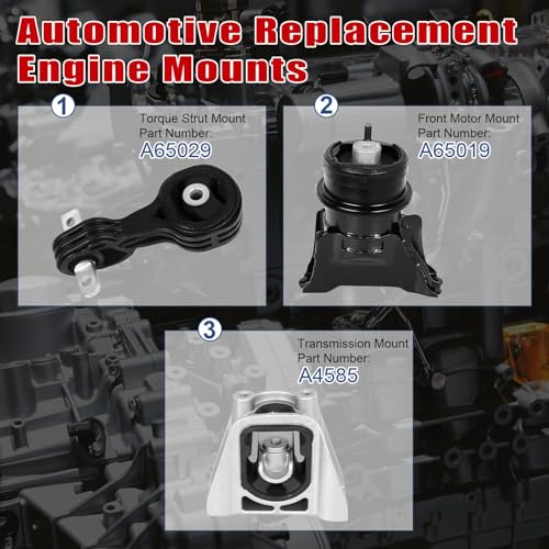 3Pcs Engine Motor Mount Compatible with Honda Civic Hybrid 1.3L 2006-2011