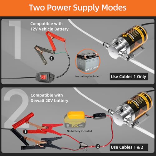 100W Electric Oil Change Extractor Pump, 1-4L/min Oil Transfer Pump for Engine/Transmission Oil Change, Compatible with DeWalt 20V Battery(Oil Pump-A+Yellow Adapter) - color: Oil Pump-A+Yellow Adapter