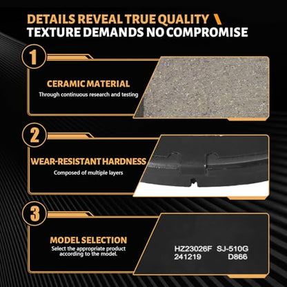 D866 Front Semi-Metallic Disc Brake Pad Set Fit For Jeep Compass/Patriot 2007-2008,For Dodge Caliber 2008-2009 R/T, For Chrysler Sebring 2001-2003, For Mitsubishi Eclipse/Galant 2001-2012 - style: HZ866